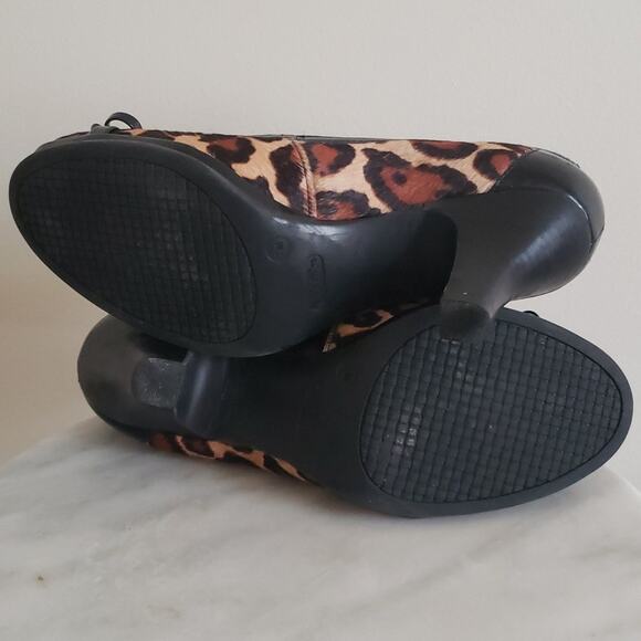 nurture Women's Calf Hair Patent Leather Heels Animal Print Open Toe Size 7 - Picture 7 of 7